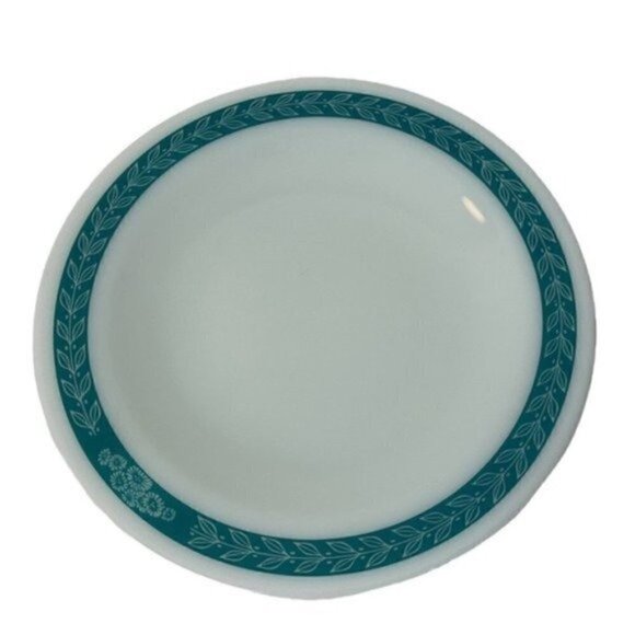 PYREX brand Tableware by Corning turquoise Laurel Leaf & flowers Bowl & Plate - Picture 7 of 11